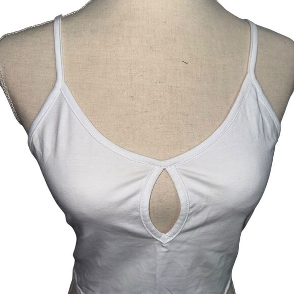 Kaly Chic Solid White Sleeveless adjustable spaghetti strap crop top cotton M - Picture 3 of 11